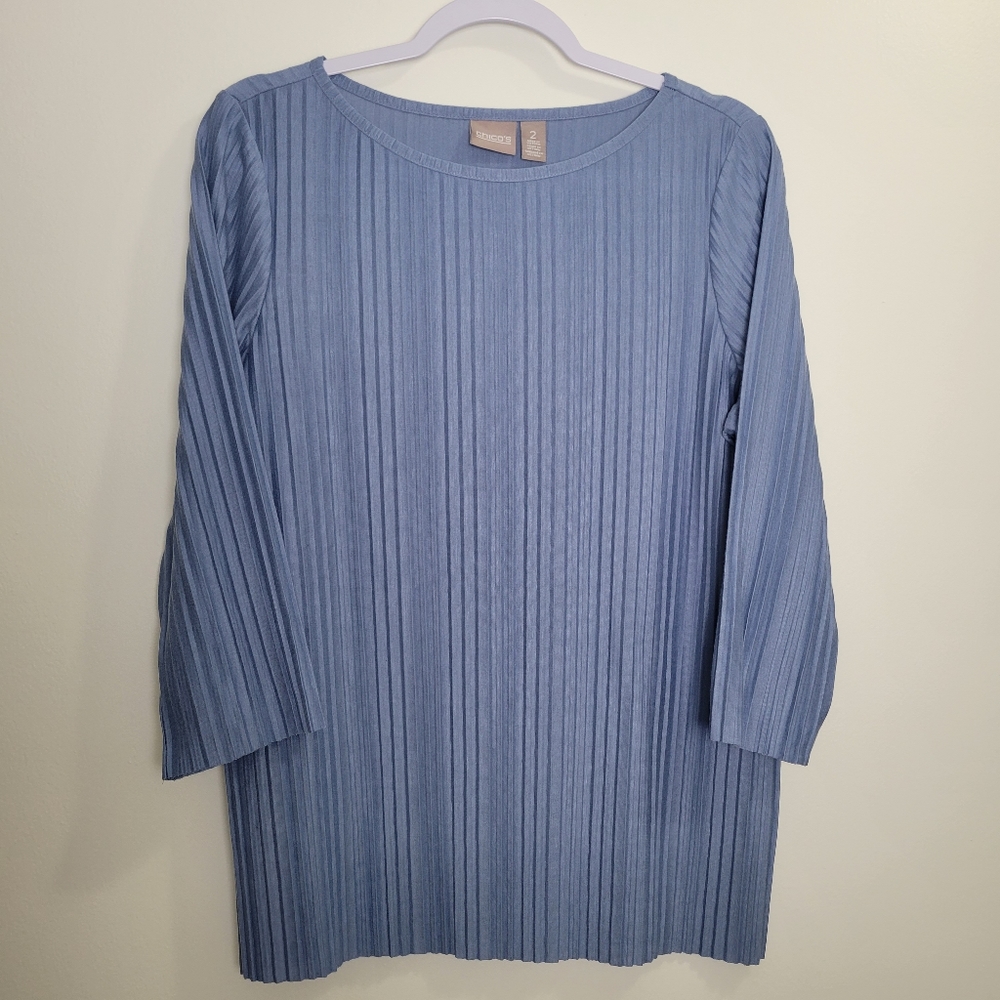 Chico's Pleated 3/4 Sleeves Tunic Top Size‎ 2 / L